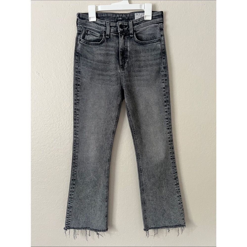 Like New! Rag & Bone High Waisted Raw Hem Jeans Washed Black Broderick in 26